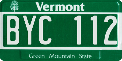 VT license plate BYC112