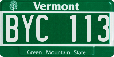 VT license plate BYC113