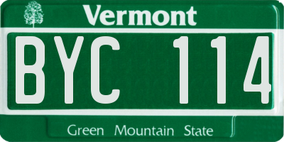 VT license plate BYC114