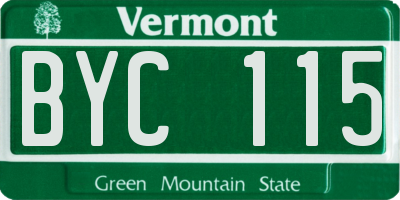 VT license plate BYC115