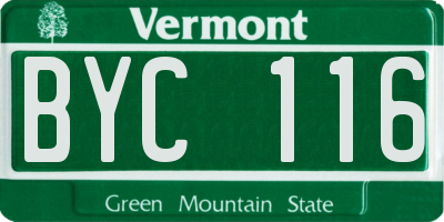VT license plate BYC116