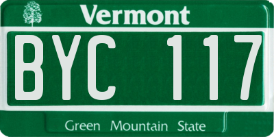 VT license plate BYC117