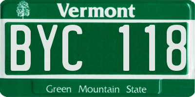 VT license plate BYC118