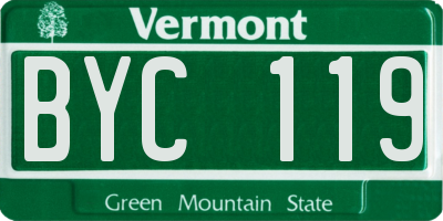 VT license plate BYC119