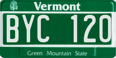 VT license plate BYC120