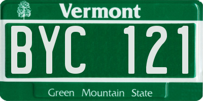 VT license plate BYC121