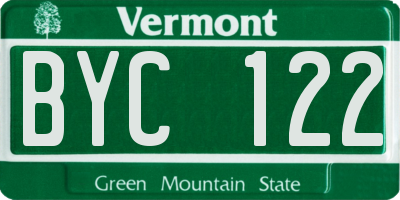 VT license plate BYC122