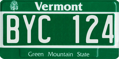VT license plate BYC124