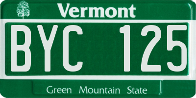 VT license plate BYC125