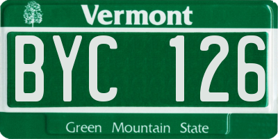 VT license plate BYC126