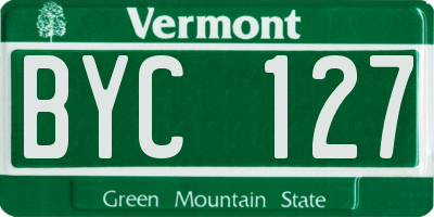 VT license plate BYC127
