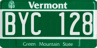 VT license plate BYC128