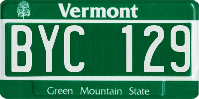VT license plate BYC129