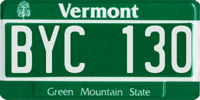 VT license plate BYC130