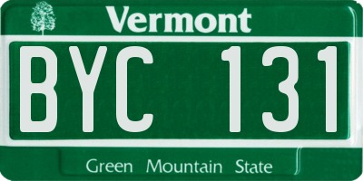 VT license plate BYC131