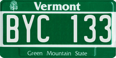VT license plate BYC133