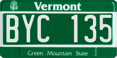 VT license plate BYC135