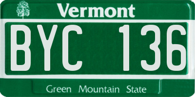 VT license plate BYC136