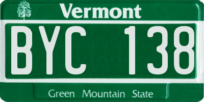 VT license plate BYC138