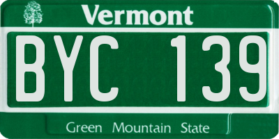 VT license plate BYC139