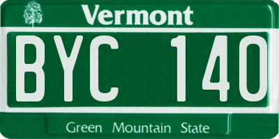 VT license plate BYC140