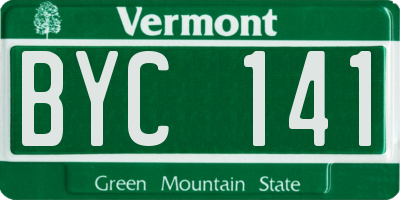 VT license plate BYC141