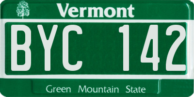VT license plate BYC142