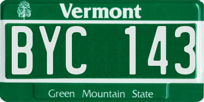 VT license plate BYC143