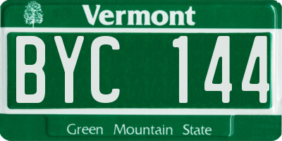 VT license plate BYC144