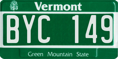 VT license plate BYC149