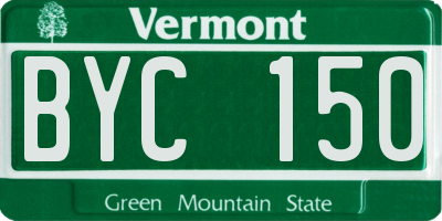 VT license plate BYC150