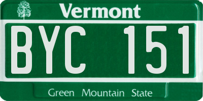 VT license plate BYC151