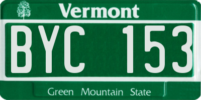 VT license plate BYC153
