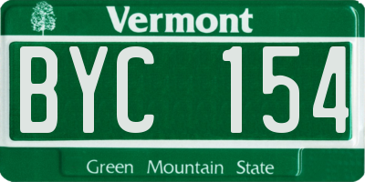 VT license plate BYC154