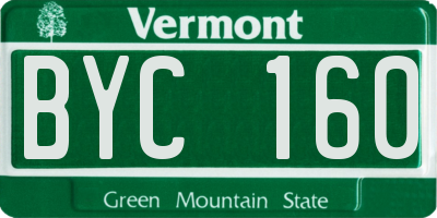 VT license plate BYC160