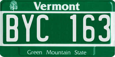 VT license plate BYC163