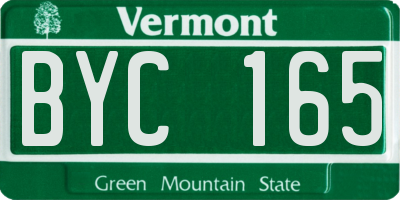 VT license plate BYC165
