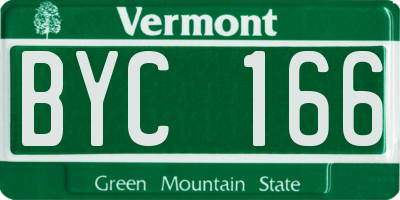 VT license plate BYC166
