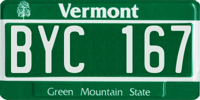 VT license plate BYC167