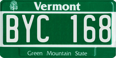 VT license plate BYC168