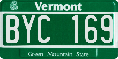 VT license plate BYC169