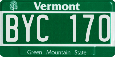 VT license plate BYC170