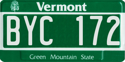 VT license plate BYC172