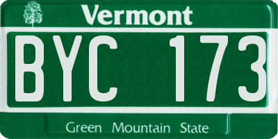 VT license plate BYC173