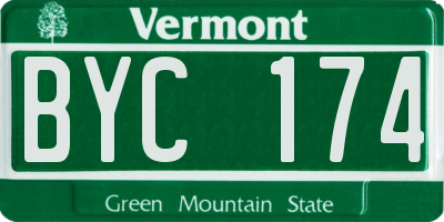 VT license plate BYC174