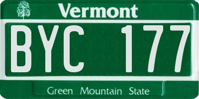 VT license plate BYC177
