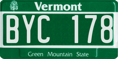 VT license plate BYC178