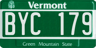 VT license plate BYC179