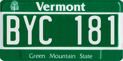 VT license plate BYC181