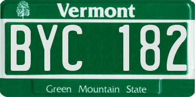 VT license plate BYC182